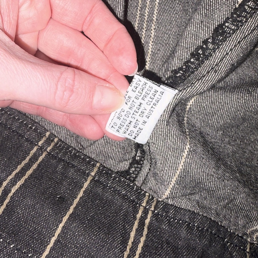 Vintage Y2K Jag Jacket Womens Black Striped Denim Star Embroidered Cropped - Picture 11 of 14